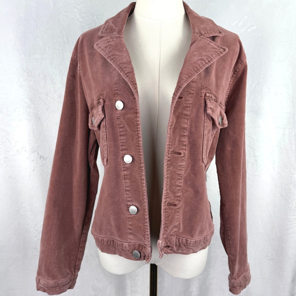Dear John Dusty‎ Rose Corduroy Jacket Stretch Fitted Indie Western Chic Size L - Picture 2 of 9